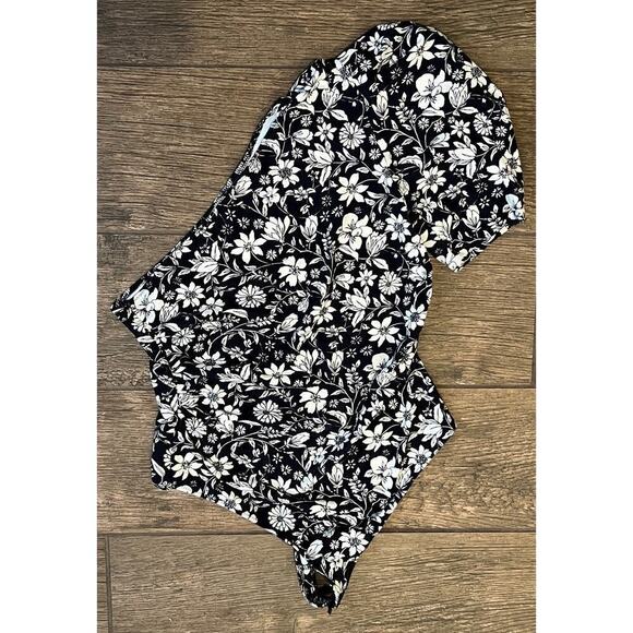 Free People Somethin Bout You Floral One Shoulder Bodysuit Size Large - Picture 8 of 8